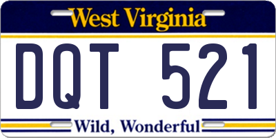WV license plate DQT521