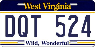 WV license plate DQT524