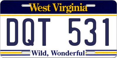 WV license plate DQT531