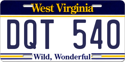 WV license plate DQT540