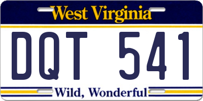 WV license plate DQT541