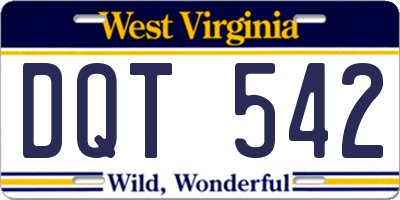 WV license plate DQT542