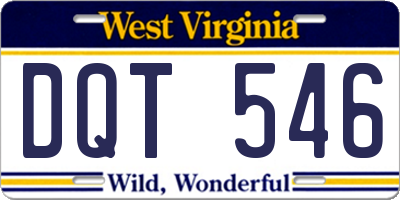 WV license plate DQT546