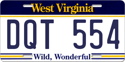 WV license plate DQT554