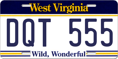 WV license plate DQT555