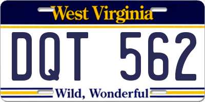 WV license plate DQT562