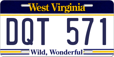 WV license plate DQT571