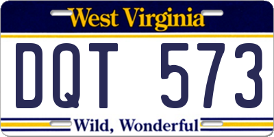 WV license plate DQT573