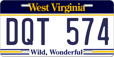 WV license plate DQT574