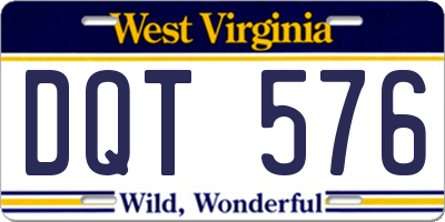 WV license plate DQT576