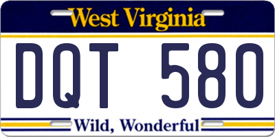 WV license plate DQT580