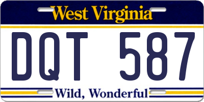 WV license plate DQT587