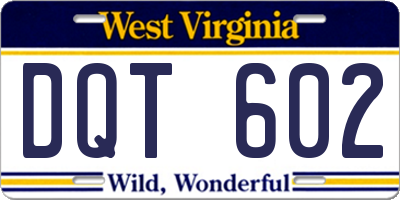 WV license plate DQT602