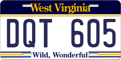 WV license plate DQT605
