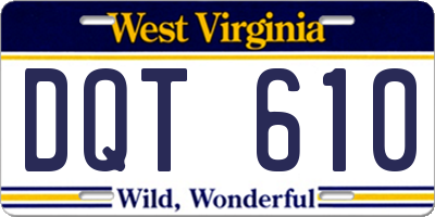 WV license plate DQT610