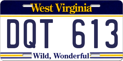 WV license plate DQT613