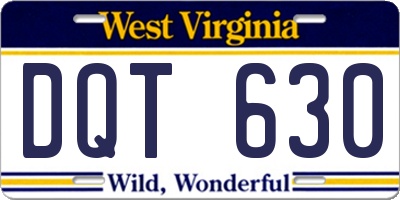 WV license plate DQT630