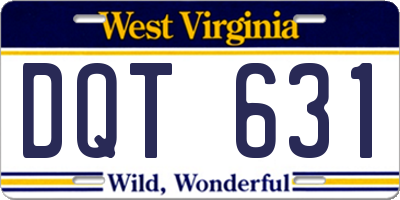 WV license plate DQT631