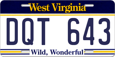 WV license plate DQT643