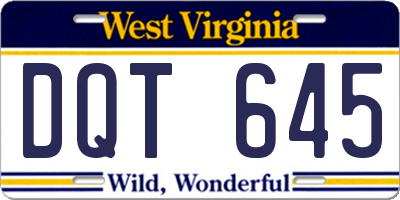 WV license plate DQT645
