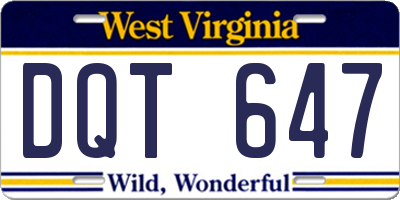 WV license plate DQT647