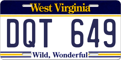 WV license plate DQT649