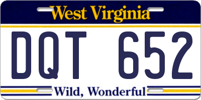 WV license plate DQT652