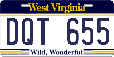 WV license plate DQT655