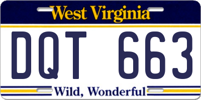 WV license plate DQT663