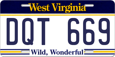 WV license plate DQT669