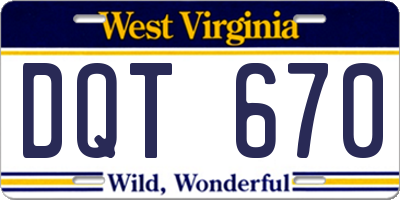 WV license plate DQT670