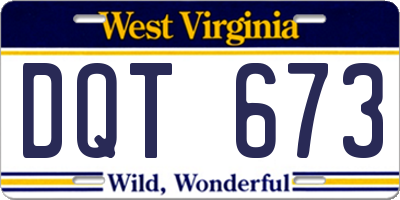 WV license plate DQT673
