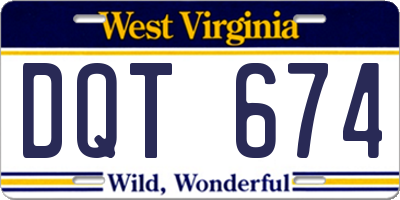 WV license plate DQT674