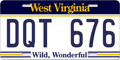 WV license plate DQT676