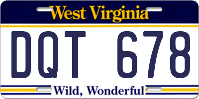 WV license plate DQT678