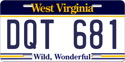 WV license plate DQT681