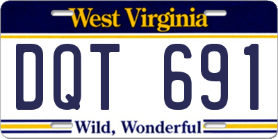 WV license plate DQT691