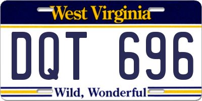 WV license plate DQT696