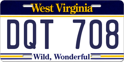 WV license plate DQT708