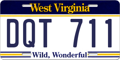 WV license plate DQT711