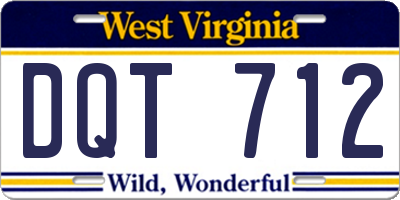 WV license plate DQT712