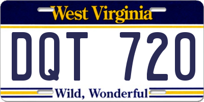WV license plate DQT720