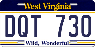 WV license plate DQT730