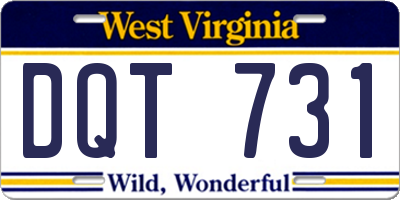 WV license plate DQT731