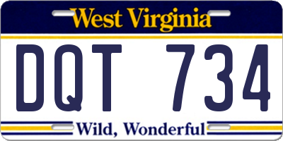 WV license plate DQT734