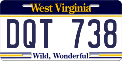 WV license plate DQT738