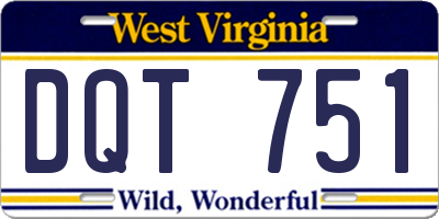 WV license plate DQT751