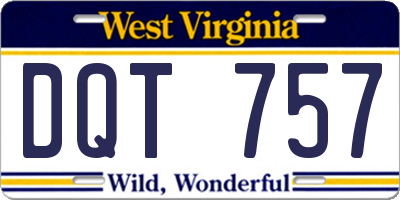 WV license plate DQT757