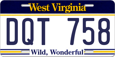WV license plate DQT758
