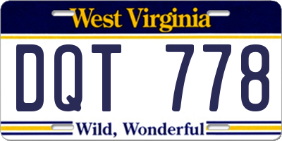WV license plate DQT778